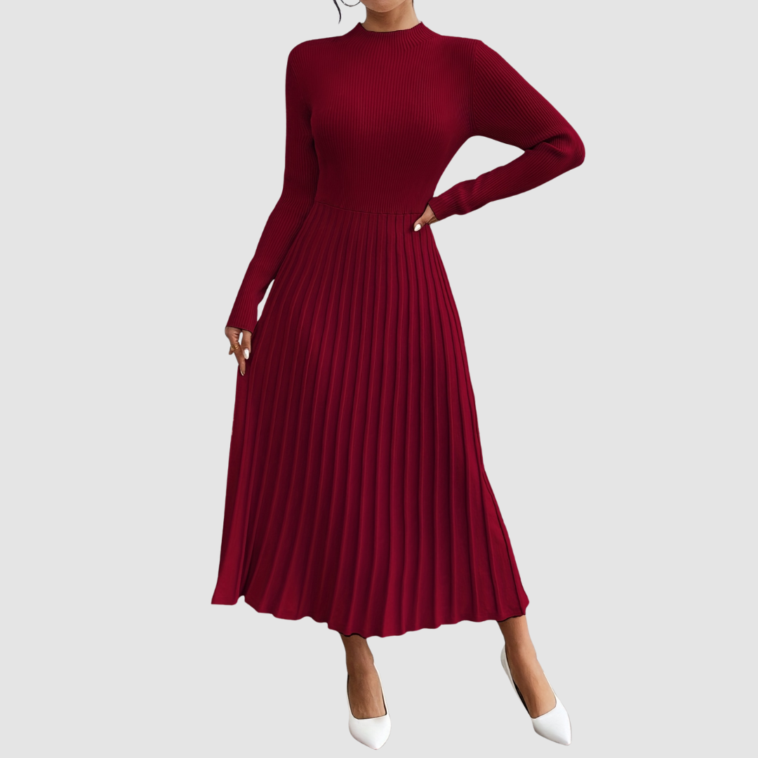 EVELYN GRACE | HIGH-NECK LONG-SLEEVE MAXI DRESS