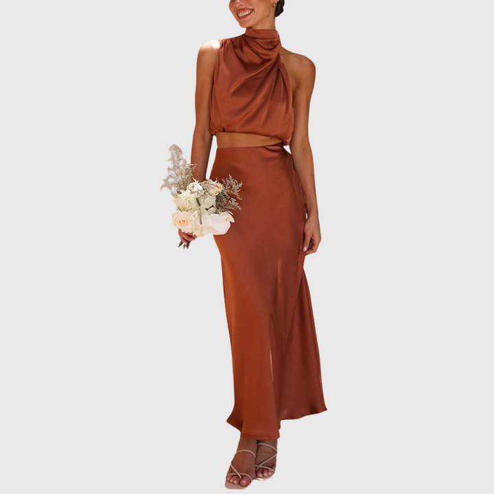 EMILY | SATIN DRAPE MAXI SET