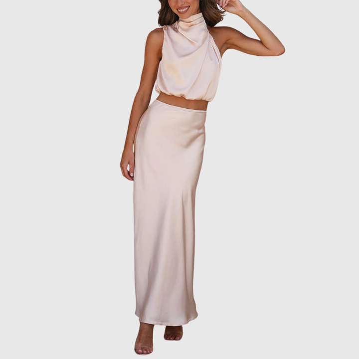EMILY | SATIN DRAPE MAXI SET