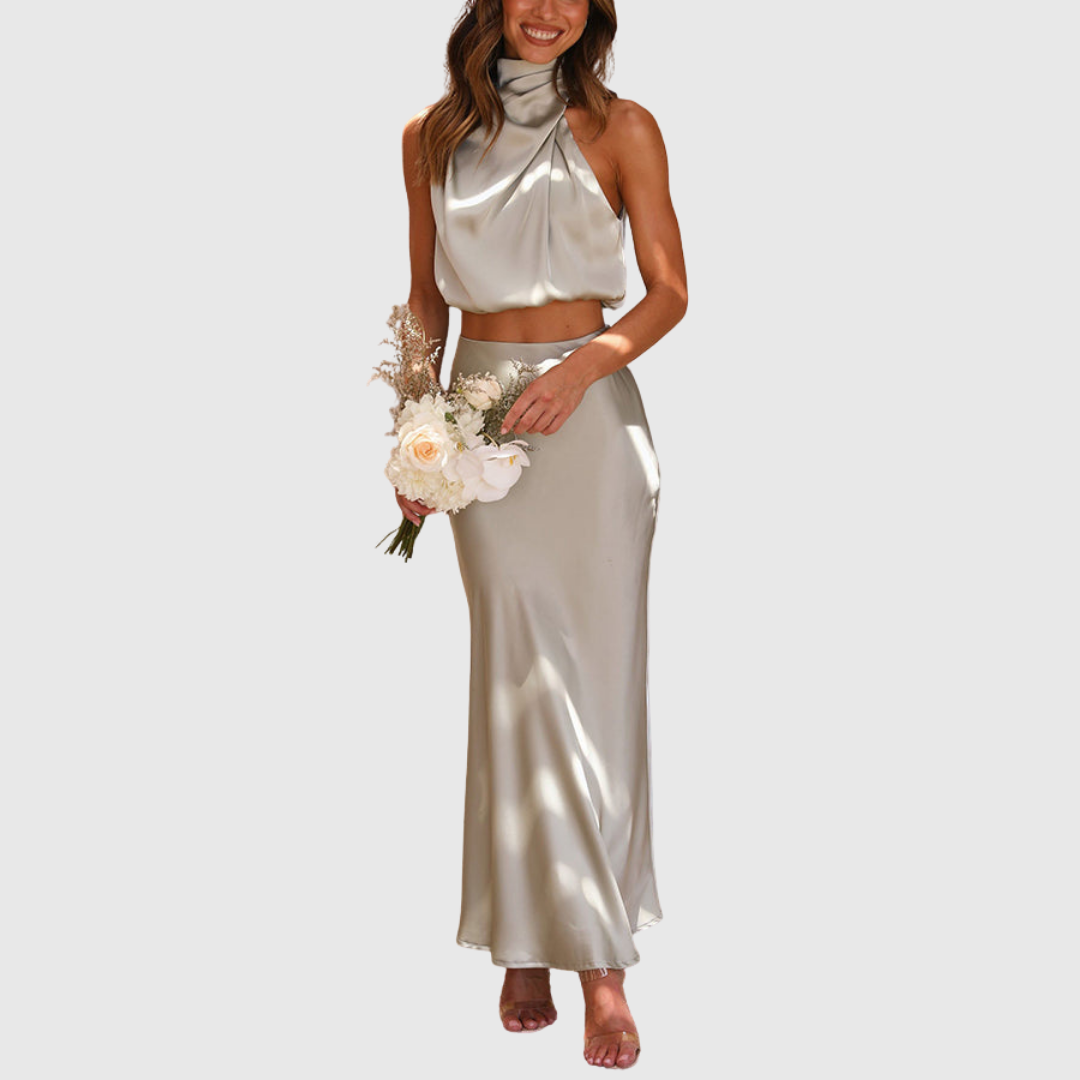 EMILY | SATIN DRAPE MAXI SET