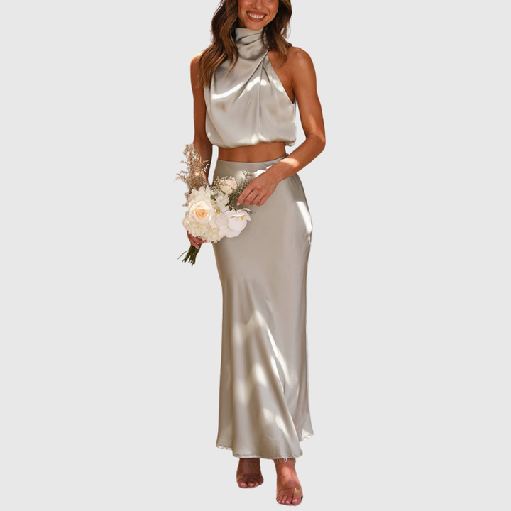 EMILY | SATIN DRAPE MAXI SET