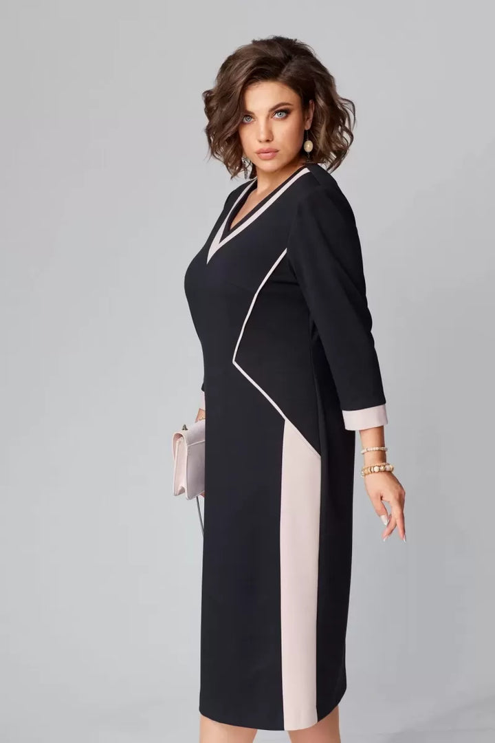 FENNA GRACE | ELEGANT V-NECK MIDI DRESS