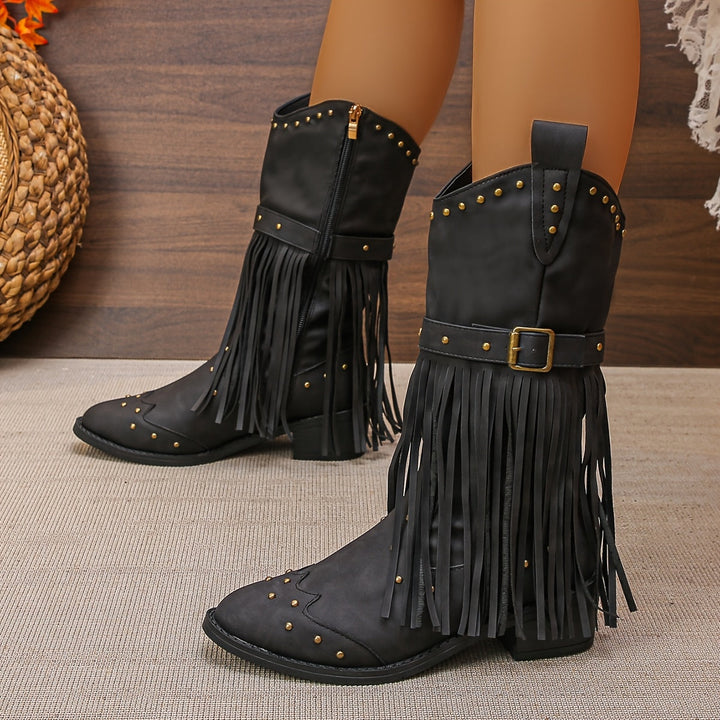 AURELIA | RETRO WESTERN BOOTS WITH POINTED TOE AND TASSELS