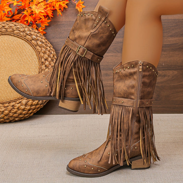 AURELIA | RETRO WESTERN BOOTS WITH POINTED TOE AND TASSELS