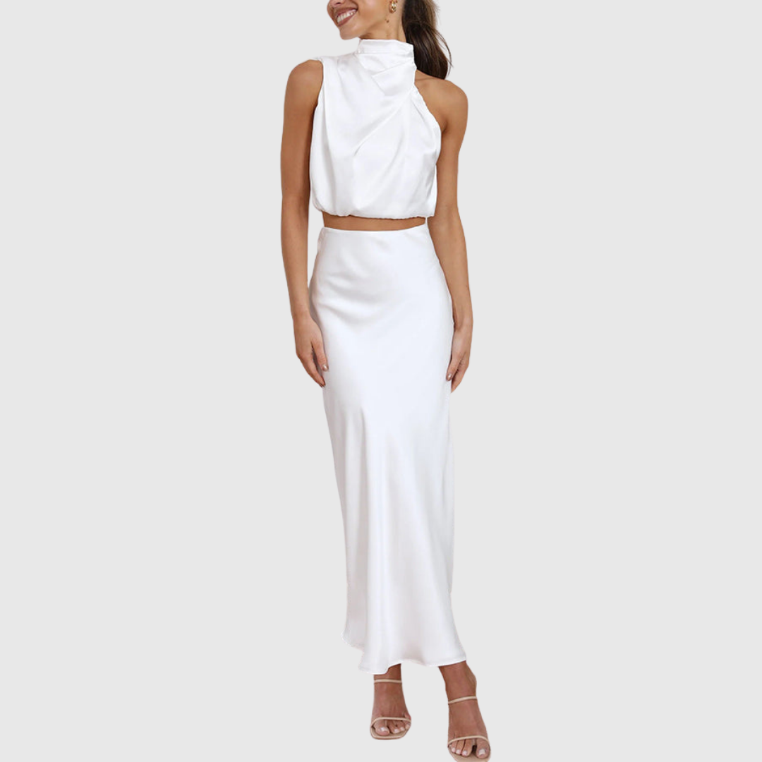EMILY | SATIN DRAPE MAXI SET