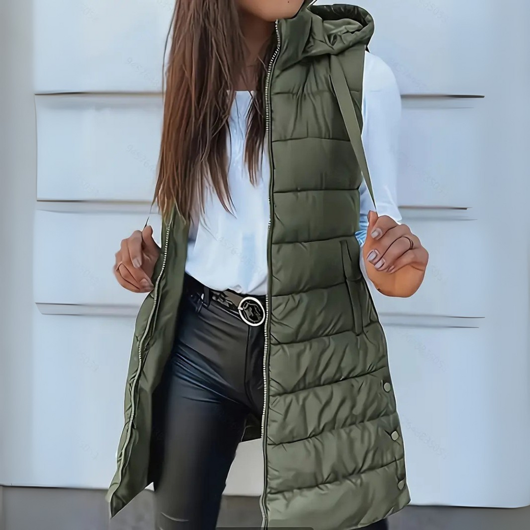EIRLYS | CASUAL SLEEVELESS HOODED PUFFER VEST