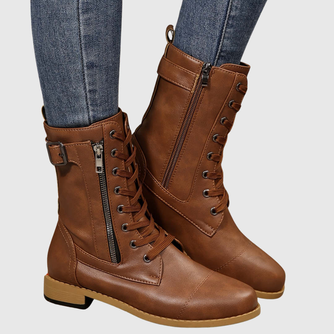 CARMINE | COMFORTABLE SIDE-ZIP LEATHER BOOTS