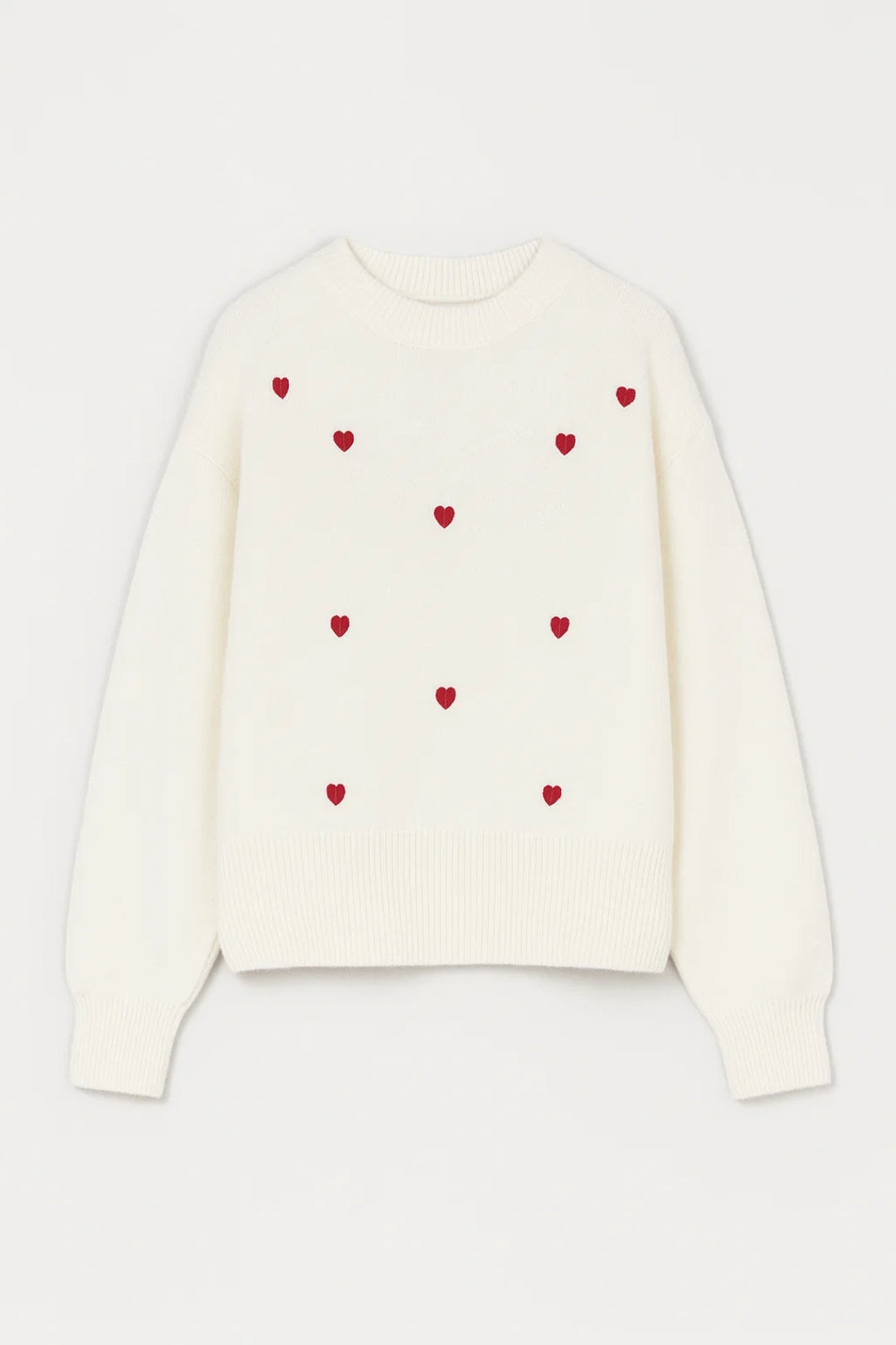 ROMILLY | WHITE SWEATER WITH RED HEART PATTERN