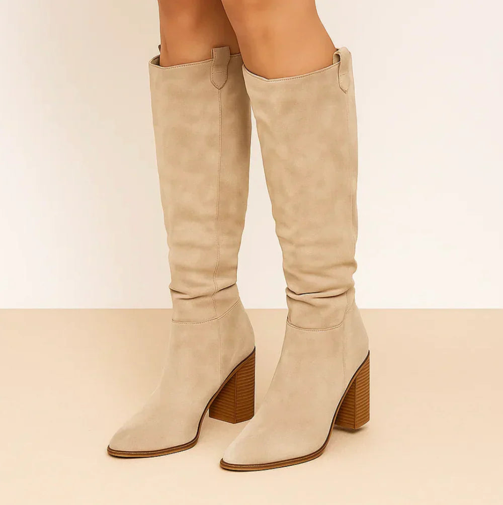SUEVIRA™ | SUEDE BLOCK HEEL BOOTS