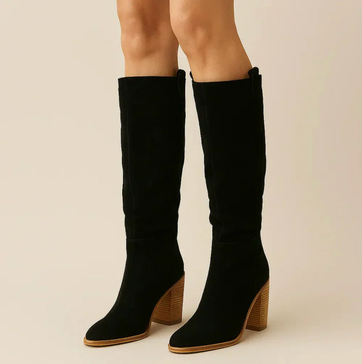 SUEVIRA™ | SUEDE BLOCK HEEL BOOTS