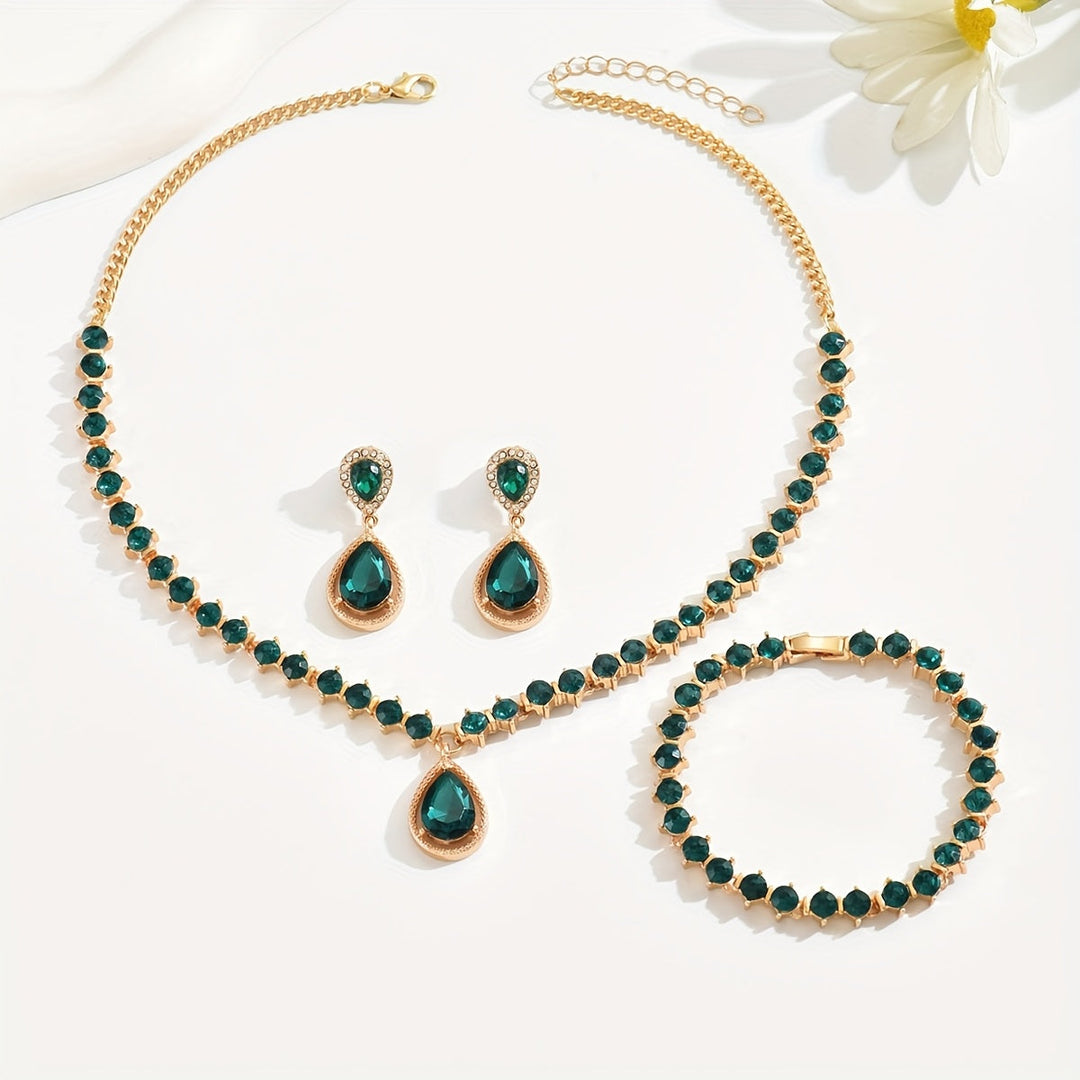 ELEGANT GEOMETRIC CRYSTAL JEWELRY SET