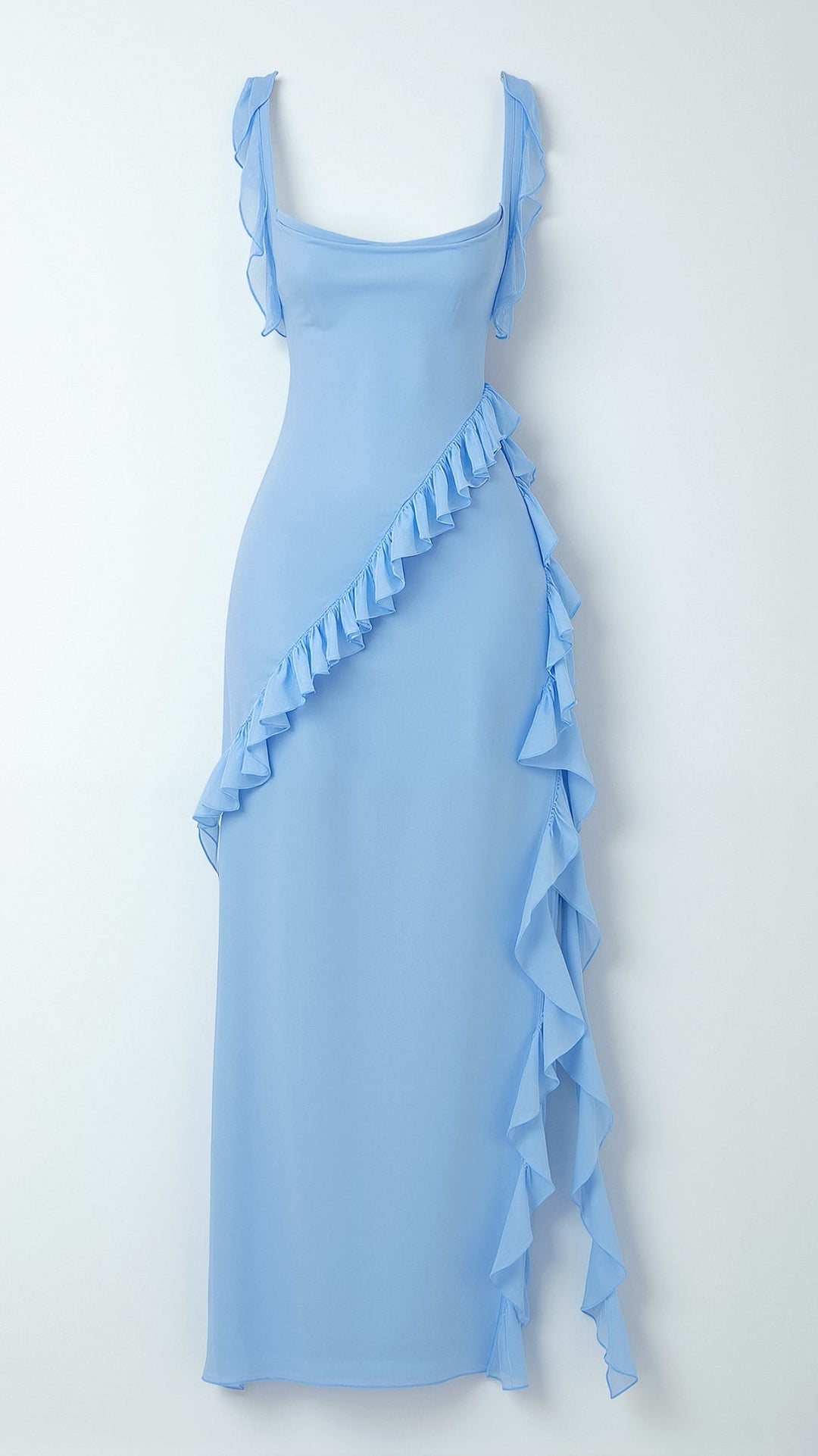 SOLANDRA | PROM DRESS WITH RUFFLE AND SLIT MAXI